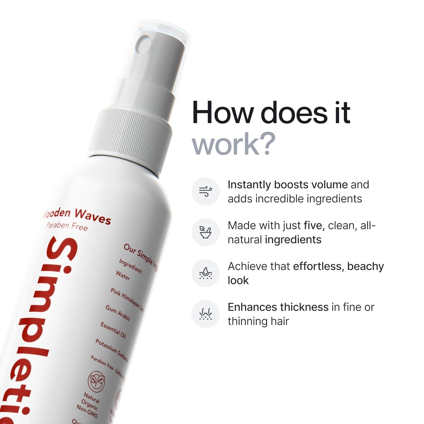 Himalayan Sea Salt Spray for Straight & Wavy Hair - All Natural, 5 Ingredient, Texturizing & Volumizing Product - Vanilla Scented - Adds Volume, Texture, Beach Look to Men & Women, 240ml...