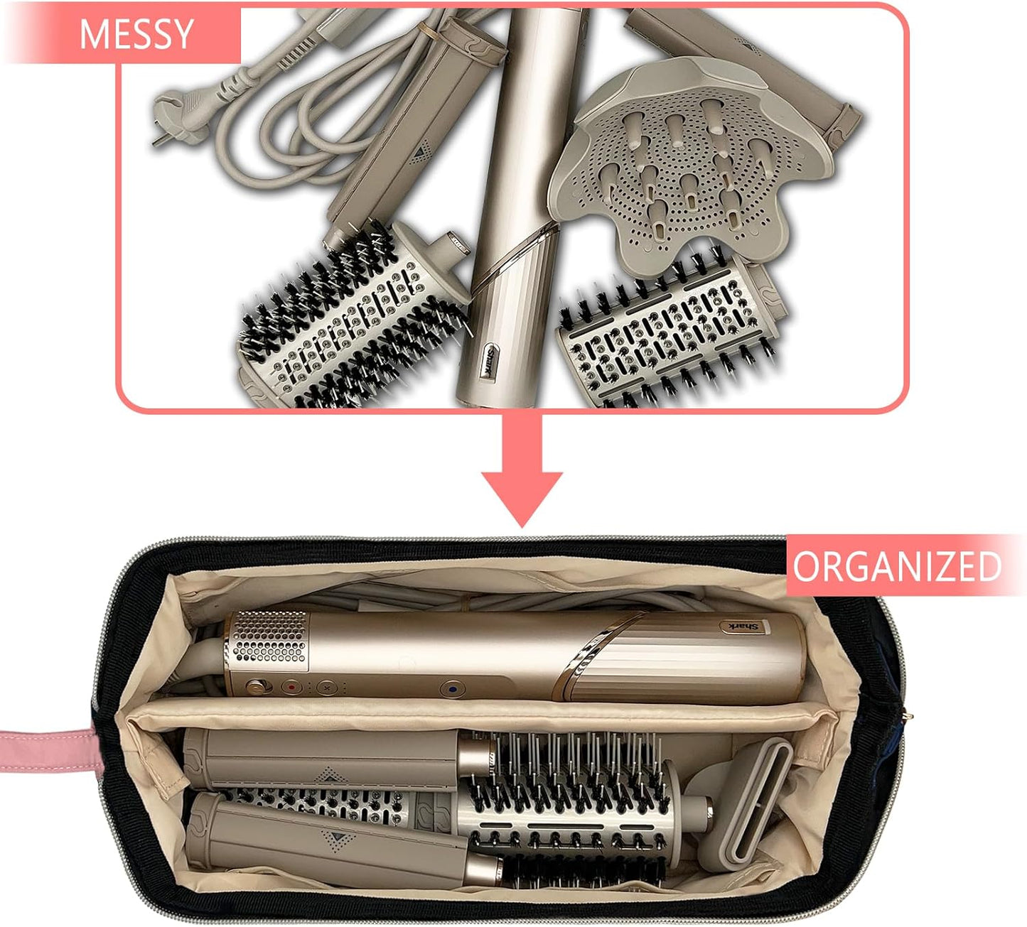 Shark Flexstyle & Dyson Airwrap Hair Dryer Brush Travel Bag | Portable Carrying Case for Revlon Hair Tools | Waterproof Dustproof Shockproof Flat Curling Iron Organizer